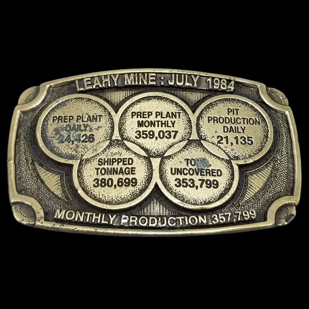 Vintage Leahy Mine Belt Buckle – July 1984‎ Amax Coal Company Solid Brass USA